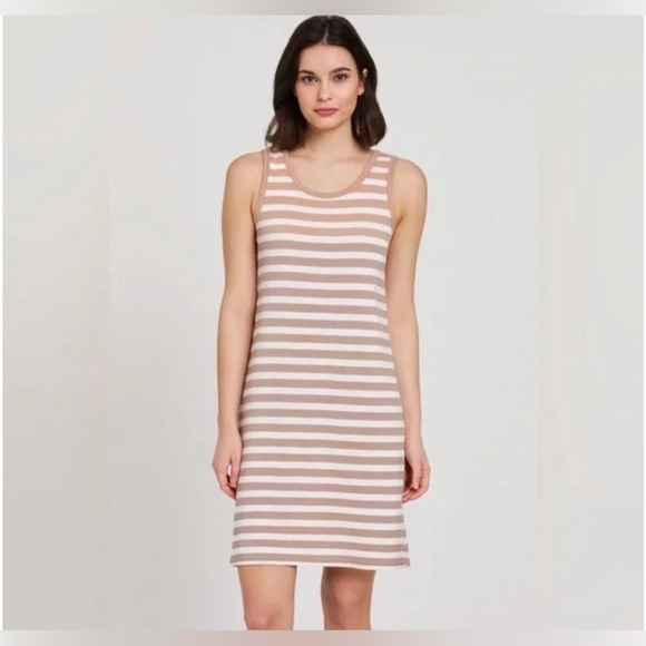 REVOLVE Z Supply NWT Aya Stripped Knee-Length Dress In Washed Taupe Color. Large - Picture 14 of 16